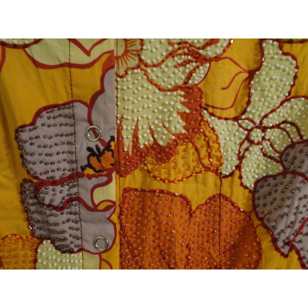 Globe Trotter Bali Top Skirt Set XL L Orange Beaded Snap Ruffle Rayon 2pc Boho - Picture 8 of 13
